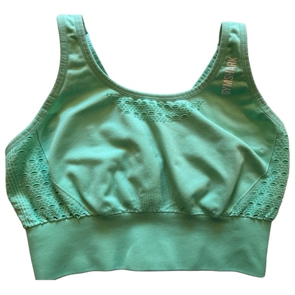 Gymshark Energy + Seamless Crop Top Bra Tagged Bright Green Size Med No Pads - Picture 1 of 4